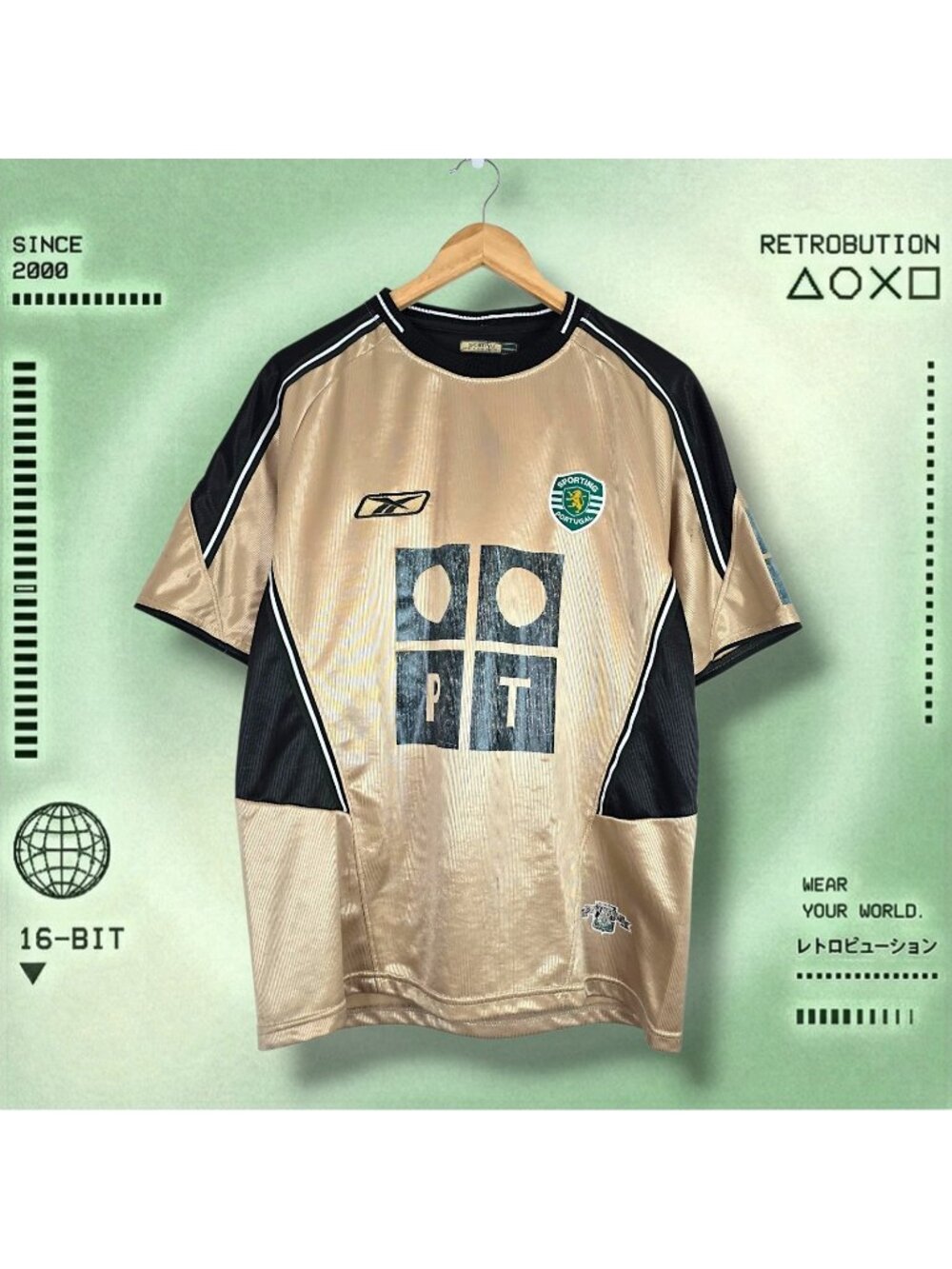 Vintage Sporting Portugal Reebok Soccer Jersey Brown Size M